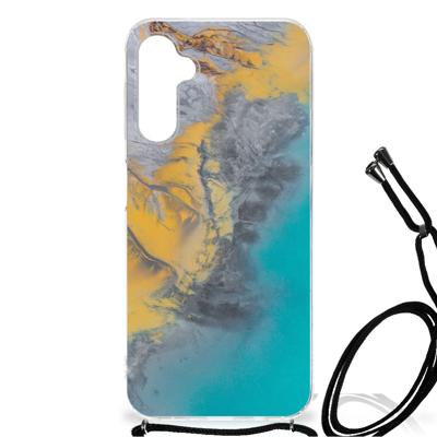 Samsung Galaxy A14 5G Anti-Shock Hoesje Marble Blue Gold Samsung Galaxy A14 5G Anti-Shock Hoesje Marble Blue Gold