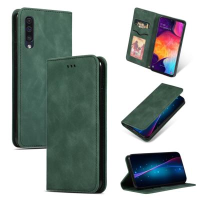 Retro huid feel Business magnetische horizontale Flip lederen case voor Samsung Galaxy A50?? (bruin)