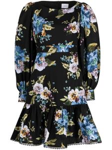 ERDEM robe en popeline Rydal à fleurs - Noir