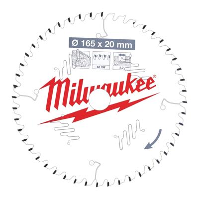 Milwaukee Cirkelzaagblad voor Hout | Ø 165mm Asgat 20mm 48T - 4932471295