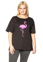 Yoek Shirt wide flamingo | Zwart | Maat XXL