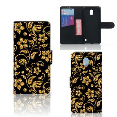 Nokia 1 Plus Hoesje Gouden Bloemen Nokia 1 Plus Hoesje Gouden Bloemen