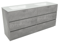 Storke Edge staand badkamermeubel 170 x 52,5 cm beton donkergrijs met Mata dubbele wastafel in matte Solid Surface