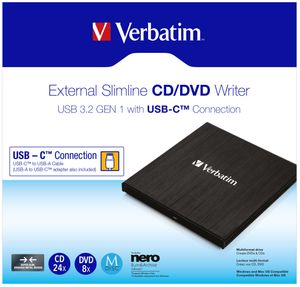 Verbatim Externe DVD-brander Retail USB 3.2 Gen 1 Zwart