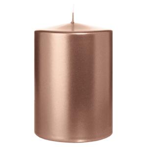 Cilinderkaars/stompkaars groot - metallic rosé goud - 15 x 10 cm - 113 branduren