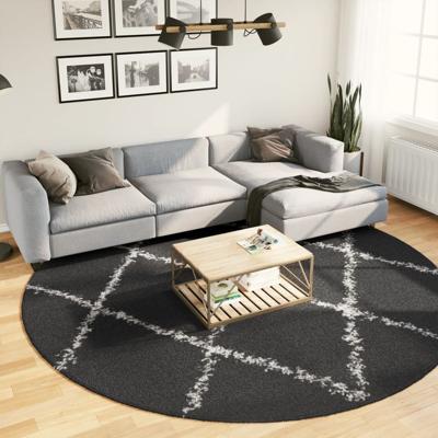 VidaXL Vloerkleed pamplona shaggy hoogpolig ø 280 cm zwart en crème