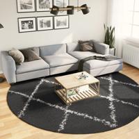 VidaXL Vloerkleed pamplona shaggy hoogpolig ø 280 cm zwart en crème
