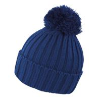 Result grof gebreide wintermuts met pompon - donkerblauw - Wintermutsen voor dames/heren