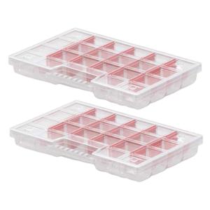 Sorteerbox/vakjes koffer - 2x - spijkers/schroeven/kleine spullen - 20-vaks - 29 x 20 x 3.5 cm