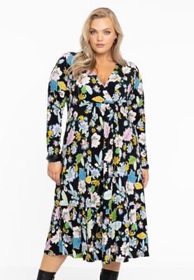 Yoek Dress V FLOWERPOWER | Zwart | Maat 58/60