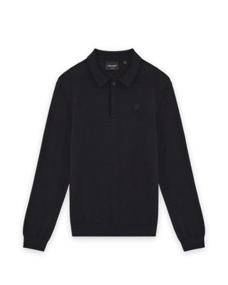 Lyle & Scott winter polo shirt jongens - donker navy blauw - longsleeve, gebreid