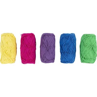 Creativ Company Katoengaren, afm 8/4, l: 5x50 m, kleurrijk, 5x20 gr/ 1 doos