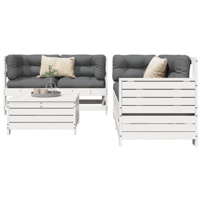 5-delige Loungeset massief grenenhout wit