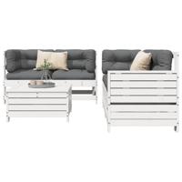 5-delige Loungeset massief grenenhout wit
