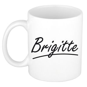 Brigitte voornaam kado beker / mok sierlijke letters - gepersonaliseerde mok met naam   -