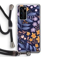 Flowers with blue leaves: Huawei P40 Transparant Hoesje met koord