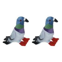 2x Pluche gekleurde duif/duiven knuffels 19 cm speelgoed   - - thumbnail