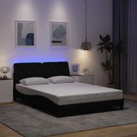 Bedframe met LED zonder matras 140x190 cm stof zwart