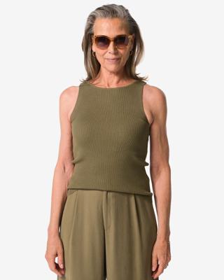 HEMA Damessinglet Rita Rib Olijf (olijf)