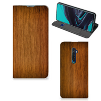 OPPO Reno2 Book Wallet Case Donker Hout - thumbnail