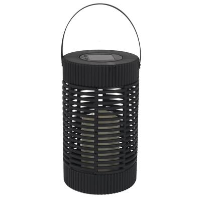 Home deco factory Zonnelantaarn tafellamp - Solar - zwart - 23 cm - kaarseffect - kunststof