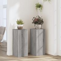 VidaXL Plantenstandaards 2 st 30x30x70 cm bewerkt hout grijs sonoma