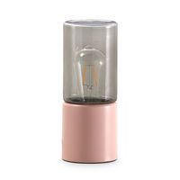 Home sweet home cilinder tafellamp 25 roze / smoke glas - thumbnail