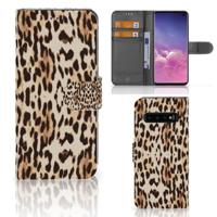 Samsung Galaxy S10 | Telefoonhoesje | Met pasjeshouder | Leopard