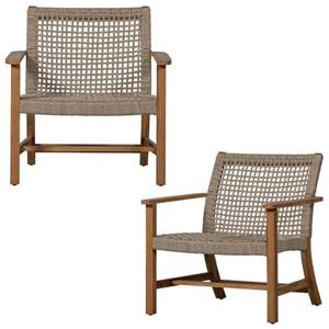 WOOOD Copper Tuin Fauteuil - Teak - Naturel - 79x76x85 - Set van 2