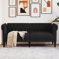 Tweezitsbank Chesterfield-stijl stof zwart - thumbnail