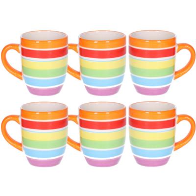 Koffiemokken Curacao - 10x stuks - Keramiek - multi kleuren - 300 ml - 8 x 11 cm - oranje