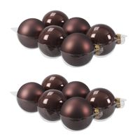 12x stuks glazen kerstballen donkerbruin (chestnut) 8 cm mat/glans - thumbnail