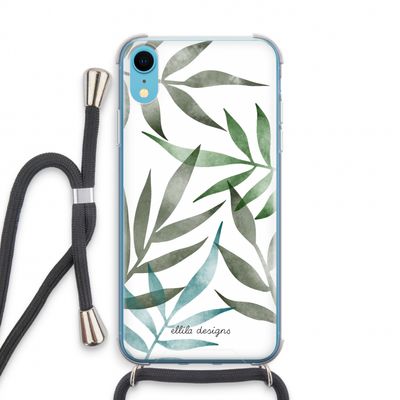 Tropical watercolor leaves: iPhone XR Transparant Hoesje met koord