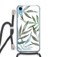 Tropical watercolor leaves: iPhone XR Transparant Hoesje met koord