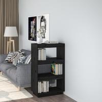 Boekenkast/kamerscherm 60x35x103 cm massief grenenhout zwart - thumbnail