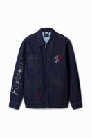 Denim jack silhouetten - BLUE - XL