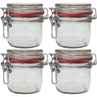 4x Glazen confituren pot/weckpot 200 ml met beugelsluiting en rubberen ring - Weckpotten