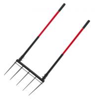 VEVOR Broadfork Dubbele As 510x320 mm, 5-puntige graafvork met twee glasvezel handvatten, robuuste spitvork, ergonomisch U-vormig ontwerp, tuingereedschap voor composteren, verplanten en beluchten