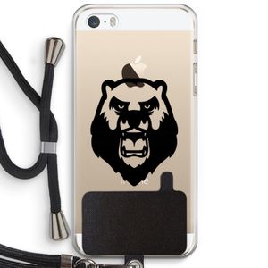 Angry Bear (black): iPhone 5 / 5S / SE Transparant Hoesje met koord
