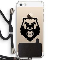 Angry Bear (black): iPhone 5 / 5S / SE Transparant Hoesje met koord