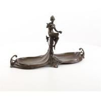 A BRONZE ART NOUVEAU DOUBLE TRAY
