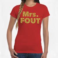 Verkleed t-shirt voor dames - Mrs. Fout - goud glitter - rood - foute party kleding