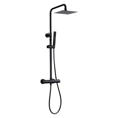 Regendoucheset BWS Thermostatisch Square met Handdouche Mat Zwart