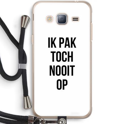 Ik pak nooit op: Samsung Galaxy J3 (2016) Transparant Hoesje met koord