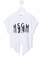 MSGM Kids t-shirt asymétrique à logo imprimé - Blanc - thumbnail