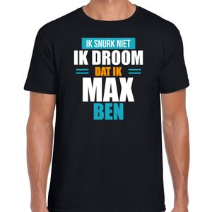 Droom dat ik Max ben fun tekst pyjama shirt zwart voor heren - Grappig slaapshirt / slaap kleding