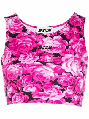 MSGM débardeur crop à fleurs - Rose