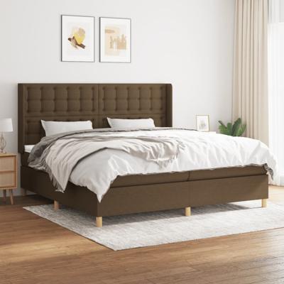 Boxspring met matras stof donkerbruin 200x200 cm