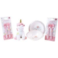 Set Stoviglie Unicorno per Bambini - FUN HOUSE - 006319 - 2 Piatti, 2 Set Posate e 1 Morbido Peluche