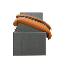 Leen Bakker - Boxspring Met Opbergruimte En Voetbord Liv Geblokt - 90x200cm - Stof/Velvet - Grijs